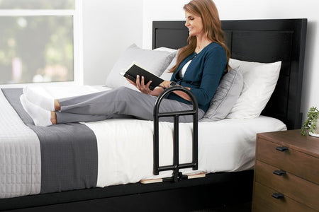 Bedcane, Adult Bed Rail and Support Handle, Bedside Safety Elderly Stand Assist with Organizer Pouch, ASTM Safety Approved Bedrail