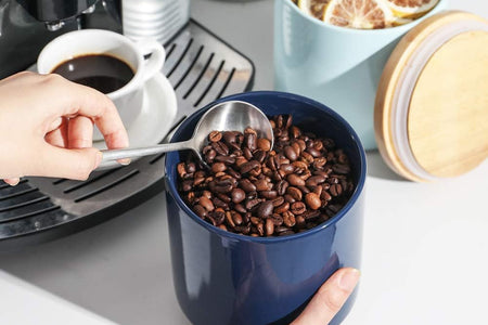 Kitchen Canisters 58 FL OZ Ceramic Food Storage Jar, Stackable Containers with Airtight Seal Wooden Lid for Serving Coffee Bean, Flour, Tea, Cookies and More (Navy)