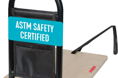 Bedcane, Adult Bed Rail and Support Handle, Bedside Safety Elderly Stand Assist with Organizer Pouch, ASTM Safety Approved Bedrail