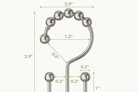 Shower Curtain Rings, Rust-Resistant Metal Double Shower Hooks for Curtain Rolling Shower Curtain Hooks Rings Shower Rings for Bathroom Shower Curtain Rod , Nickel, Set of 12 Rings