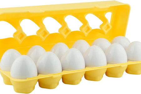 12 Vehicle Car Egg Matching Toy Play Matching Eggs Easter Toy W/Holder - Egg Toys for Toddlers STEM Egg Toys - Colors & Shapes Recognition Toys for Kids - Educational Color Sorting Toy Eggs