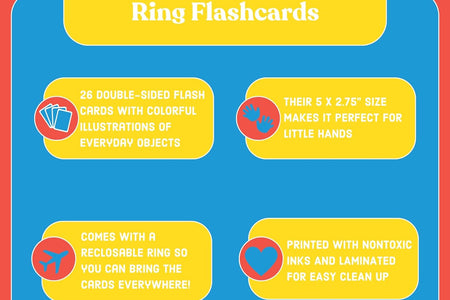 Baby'S First Words Flash Cards – 26 Double-Sided Word Flash Cards on a Reclosable Plastic Ring, Learning Game for Babies and Toddlers Ages 3 to 5, Multicolor